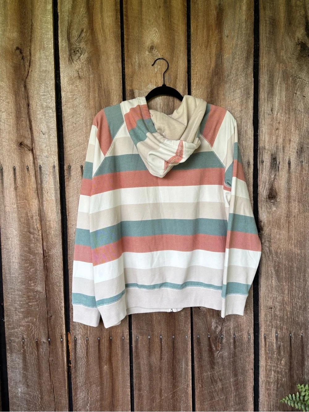 Torrid Super Soft Fleece Zip Hoodie Size 1 L XL Pastel Striped Hooded Jacket - Picture 3 of 7